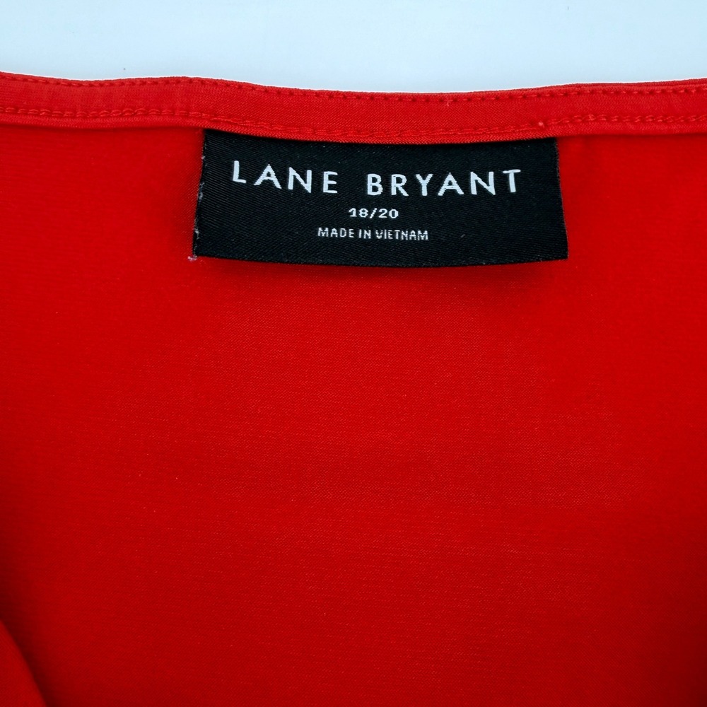 Lane Bryant Womens Red Surplice V-Neck 3/4 Sleeve Faux Wrap Top Size 18/20 - Picture 4 of 9